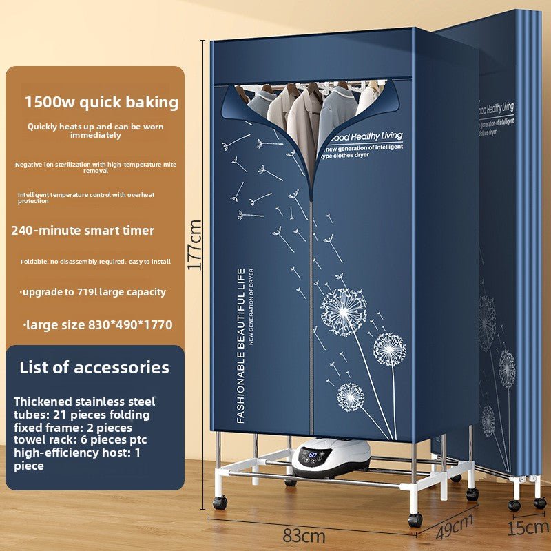 Foldable Electric Clothes Dryer | 1500W PTC Heating | 15kg Capacity
