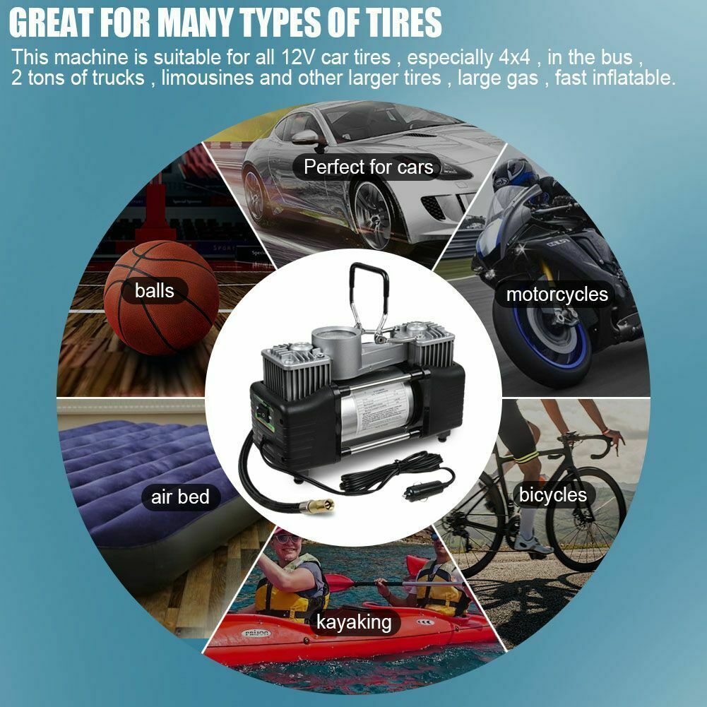 150PSI HEAVY DUTY PORTABLE 12V ELECTRIC CAR TYRE INFLATOR AIR COMPRESSOR - DoubleJoy Store