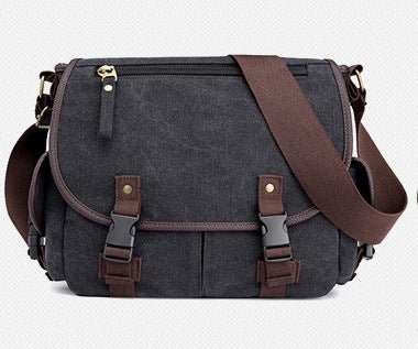 Men's Canvas Messenger Bag – Khaki & Black Casual Shoulder Bag