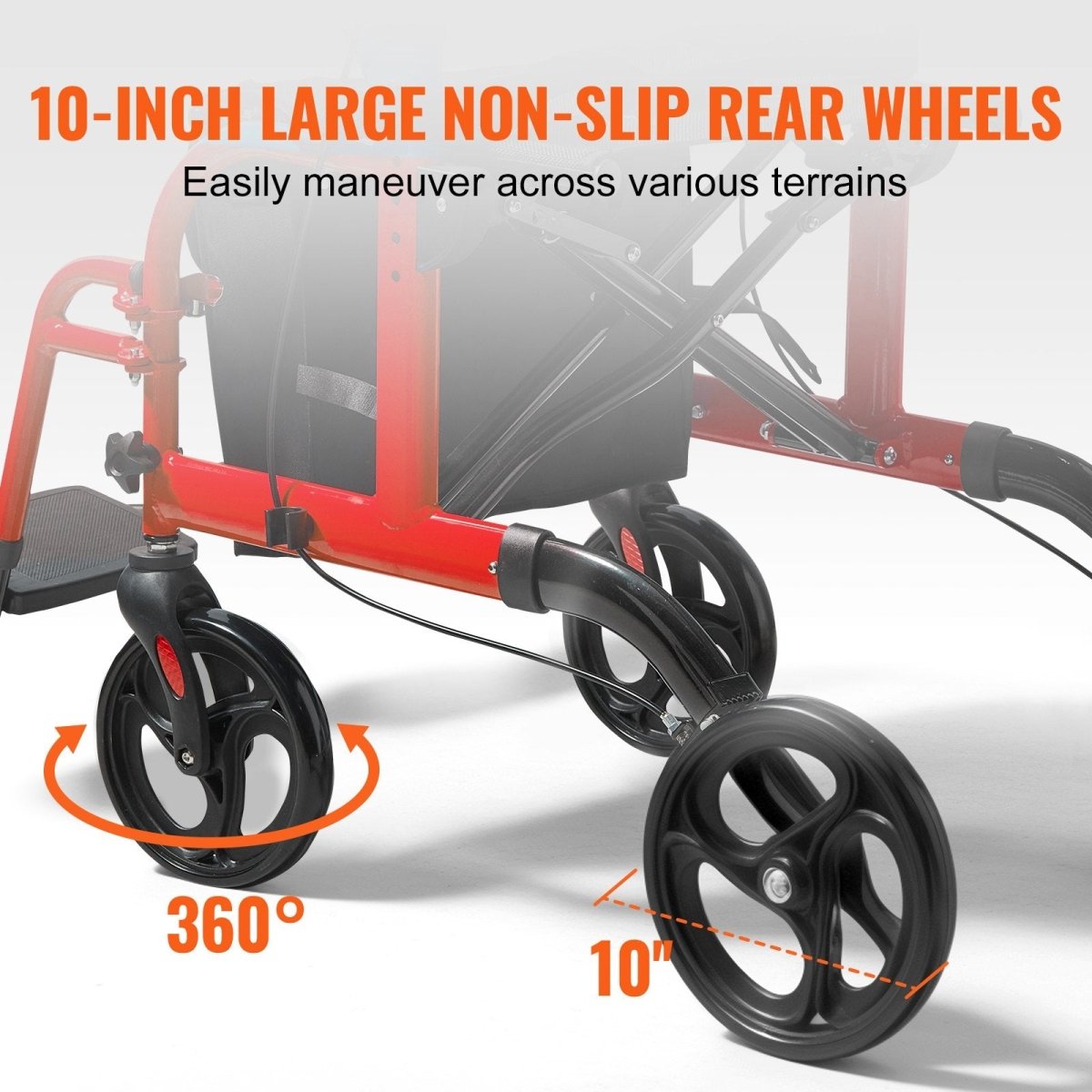 2 In 1 Rollator Walker & Transport Chair For Seniors, Folding Rolling Walker Wheelchair Combo & Footrests, Lightweight Aluminum Mobility Walker With Adjustable Handle, All Terrain Wheels, 136 Kg - DoubleJoy Store