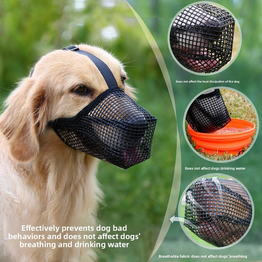 Breathable Mesh Dog Muzzle | Adjustable Anti - Barking Nylon Mask