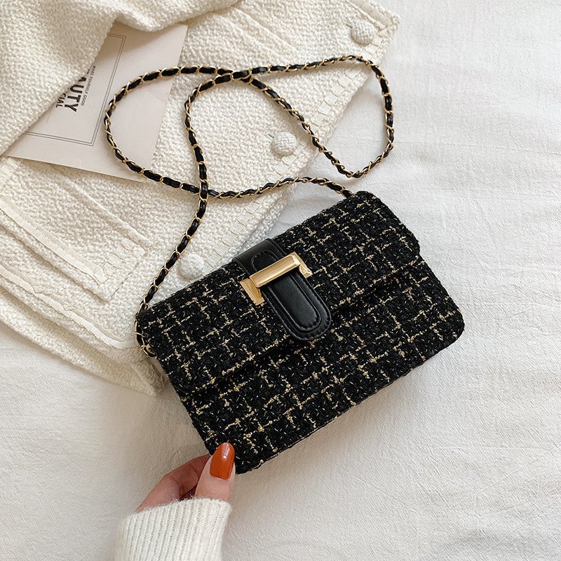 Women's Woolen Small Square Shoulder Bag – Magnetic Buckle