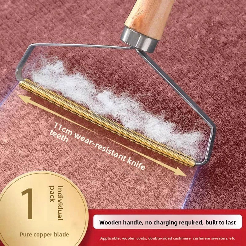 Manual Fabric Shaver and Lint Remover | Wooden Handle Pet Hair Tool