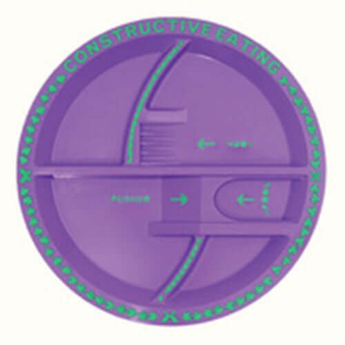 Kids Cutlery Set – Fun & Safe Utensil for Toddlers - purple plate with sections for kids' meals.