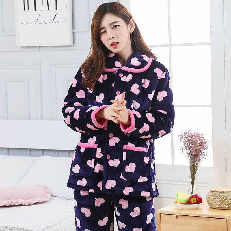 Women Winter Pyjamas – Thicken Three-Layer