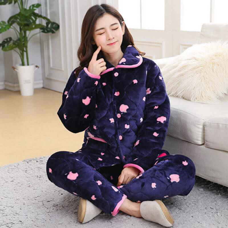 Women Winter Pyjamas – Thicken Three-Layer