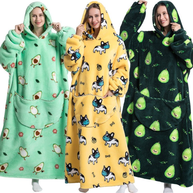Oversized Wearable Blanket Hoodie – Fun Print, One Size