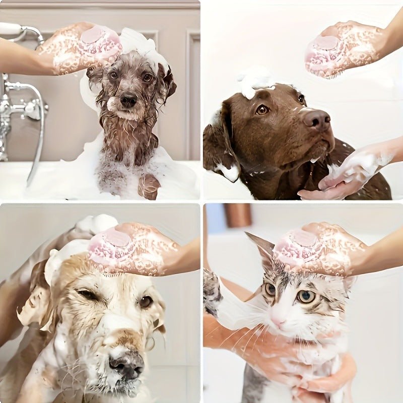 Pet Bathing Brush – Silicone Shampoo Dispenser for Dogs and Cats