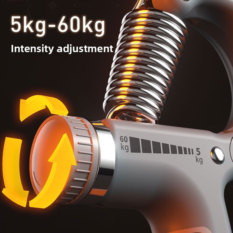 Spring Steel Hand Grip Strengthener - Digital Counter, Dark Gray