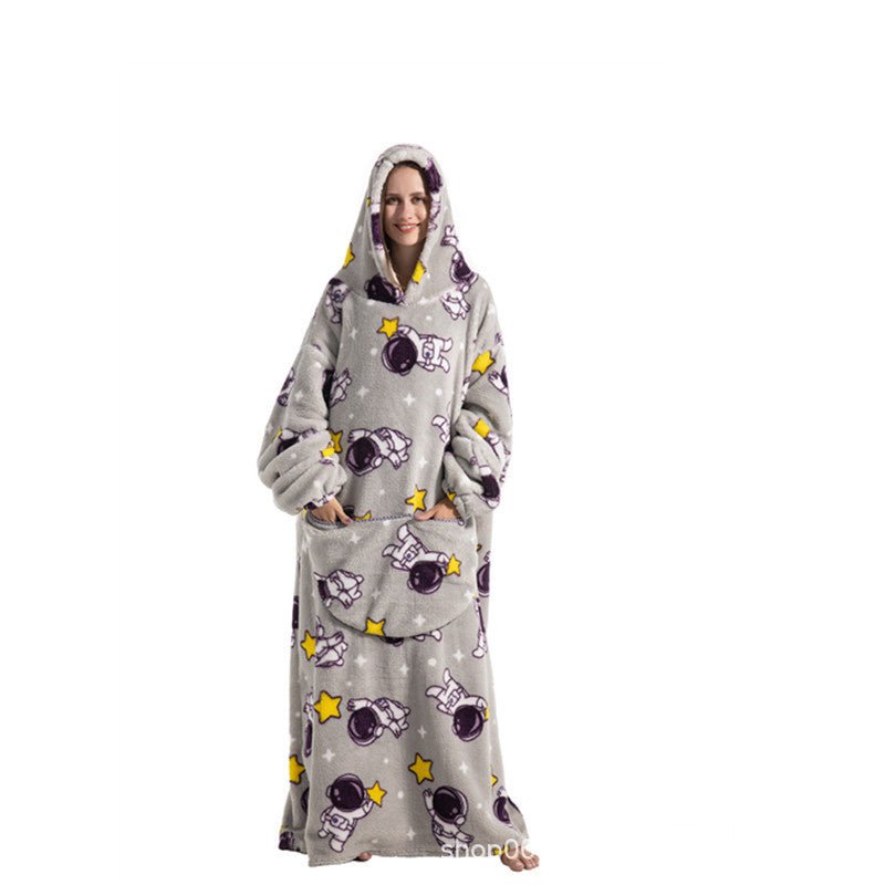 Oversized Wearable Blanket Hoodie – Fun Print, One Size