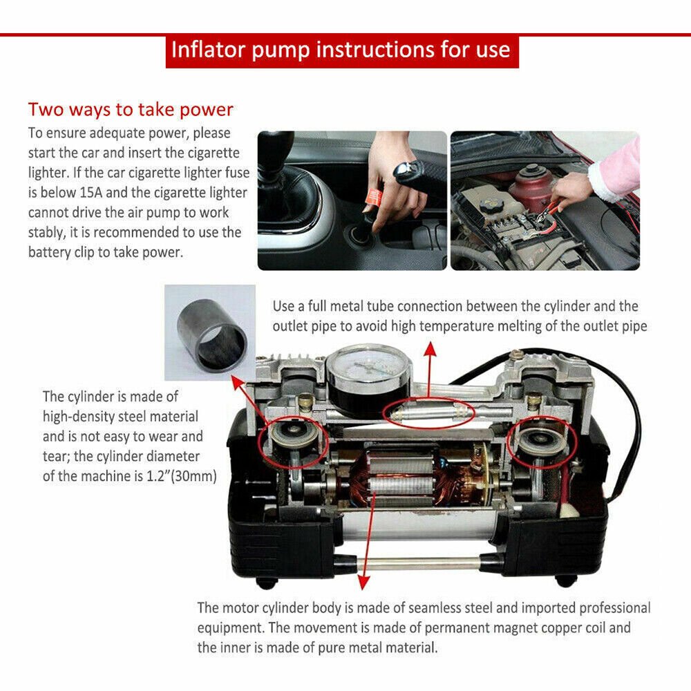 150PSI HEAVY DUTY PORTABLE 12V ELECTRIC CAR TYRE INFLATOR AIR COMPRESSOR - DoubleJoy Store