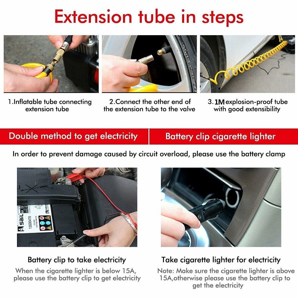 150PSI HEAVY DUTY PORTABLE 12V ELECTRIC CAR TYRE INFLATOR AIR COMPRESSOR - DoubleJoy Store