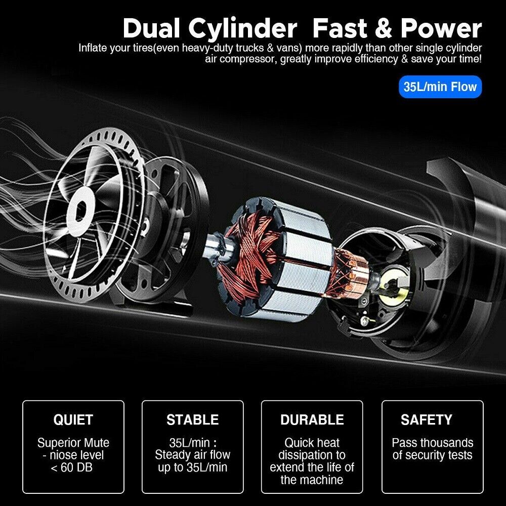 150PSI HEAVY DUTY PORTABLE 12V ELECTRIC CAR TYRE INFLATOR AIR COMPRESSOR - DoubleJoy Store