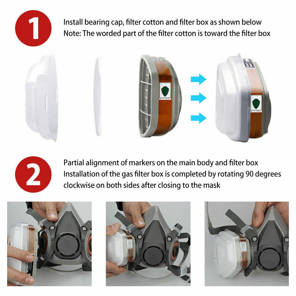 17 In 1 Full Face Mask 6200 Gas Mask Facepiece Spray Respirator Filter Chemical - DoubleJoy Store