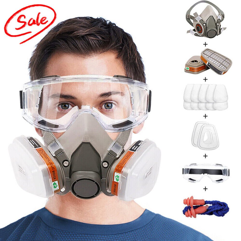 17 In 1 Full Face Mask 6200 Gas Mask Facepiece Spray Respirator Filter Chemical - DoubleJoy Store