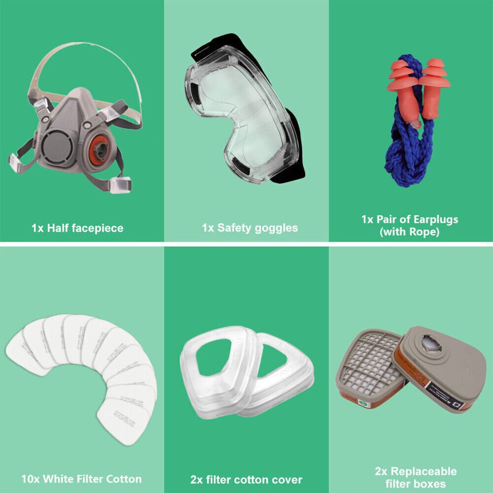 17 In 1 Full Face Mask 6200 Gas Mask Facepiece Spray Respirator Filter Chemical - DoubleJoy Store