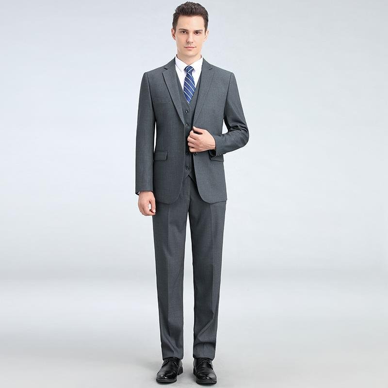 Men's Business Suit – 85% Wool, Gray, & Three - Piece Set
