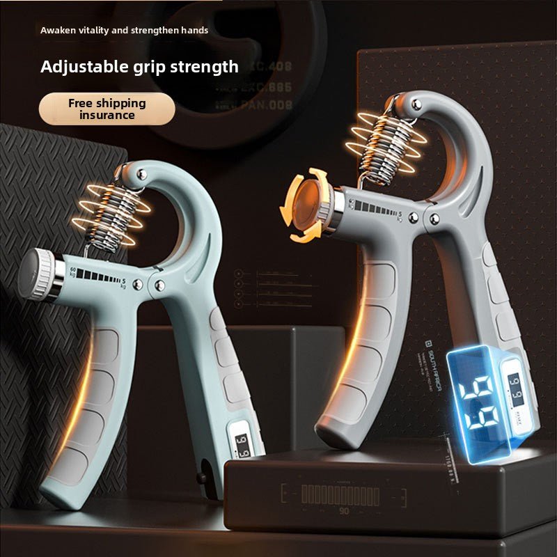 Spring Steel Hand Grip Strengthener - Digital Counter, Dark Gray