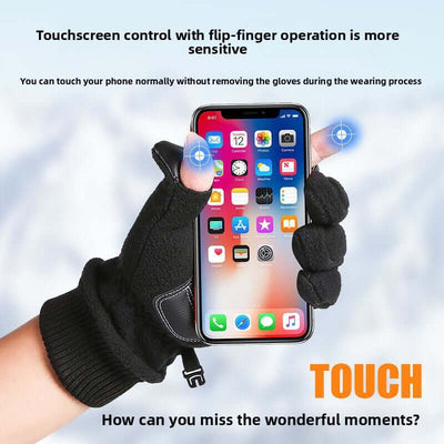 Waterproof Fleece-Lined Gloves with touchscreen feature for easy smartphone use.