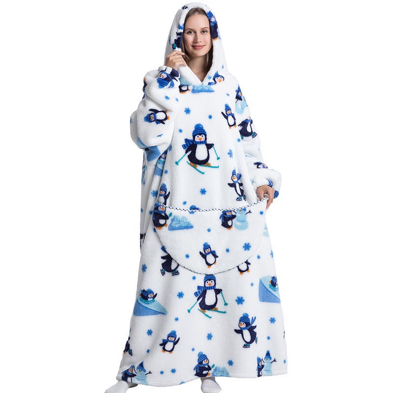 Oversized Wearable Blanket Hoodie – Fun Print, One Size