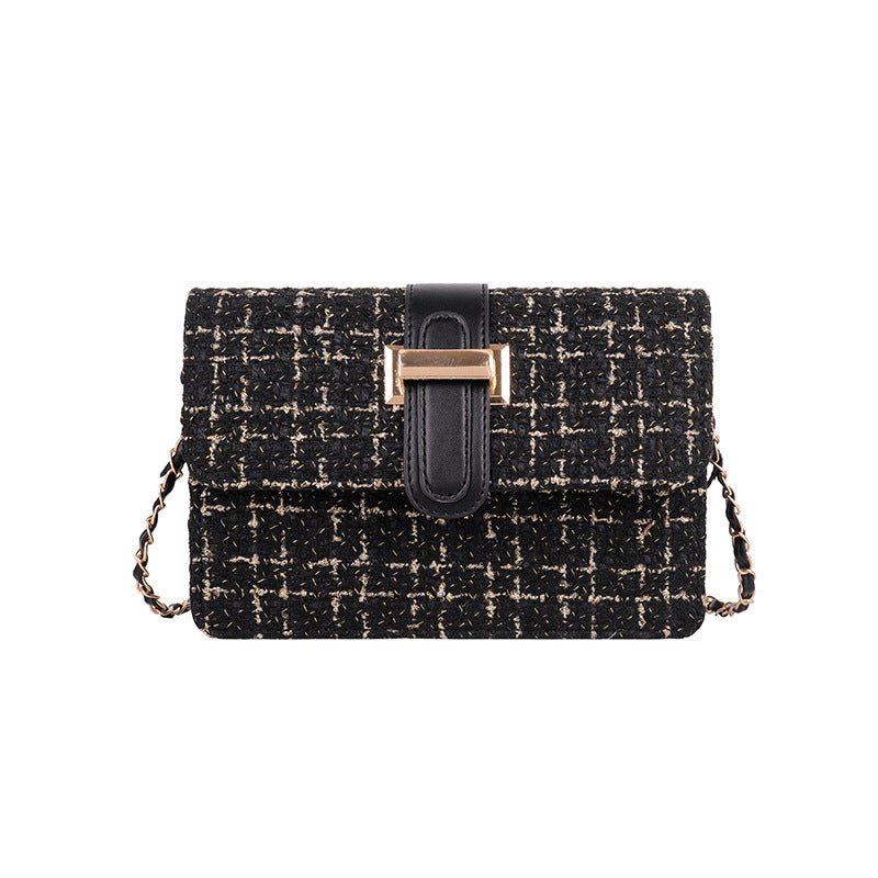 Women's Woolen Small Square Shoulder Bag – Magnetic Buckle