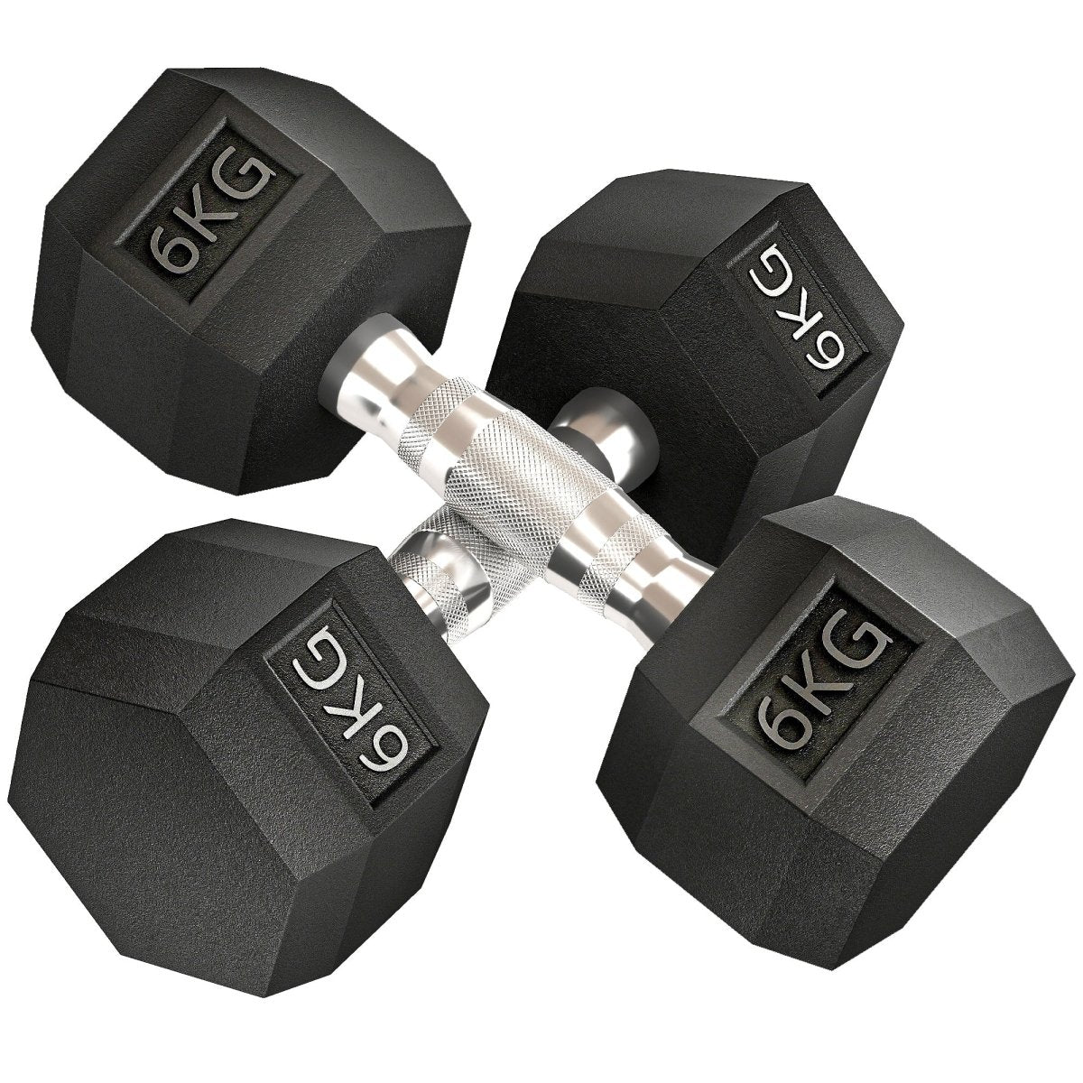 Hex Rubber Dumbbells 2x6kg Set - DoubleJoy Store