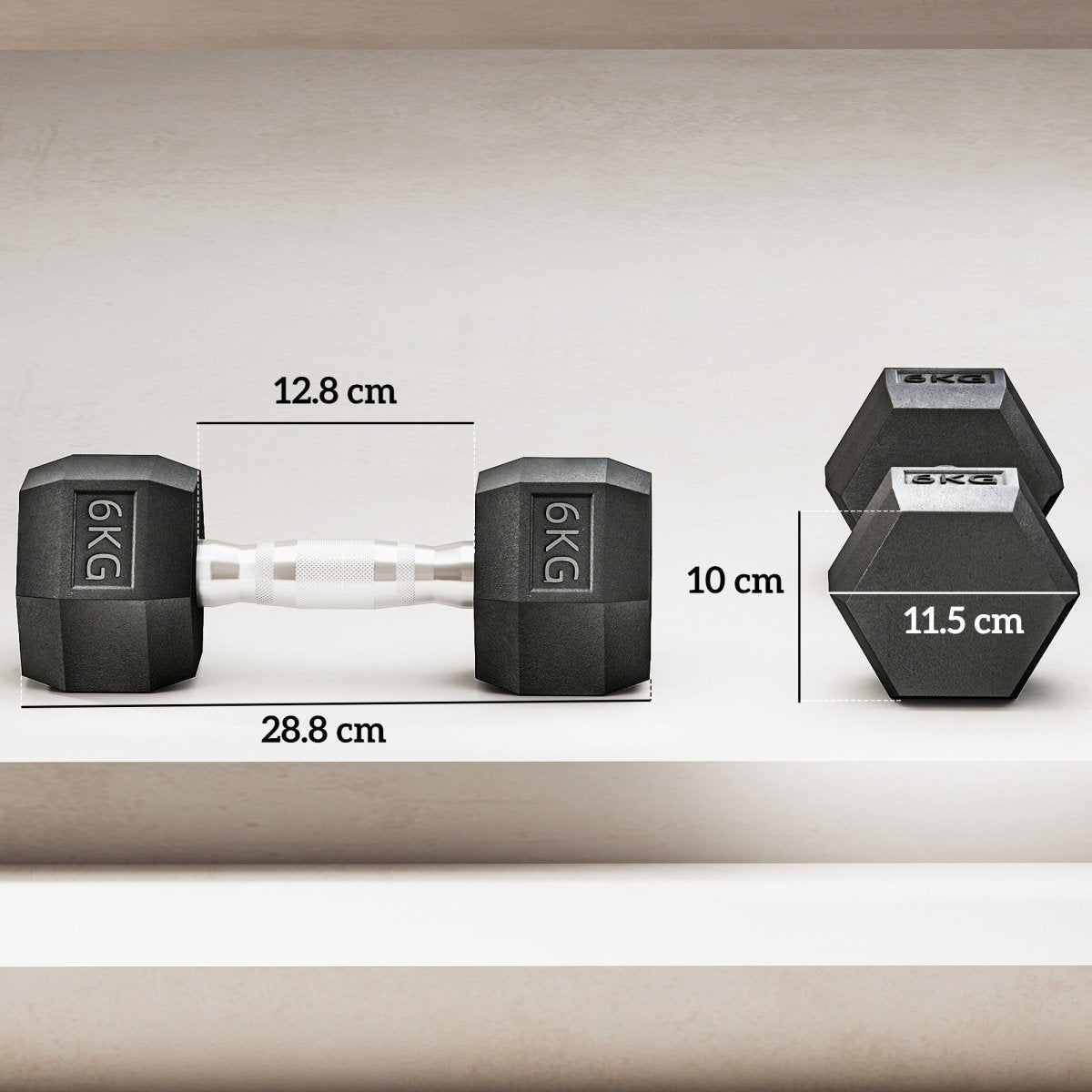 Hex Rubber Dumbbells 2x6kg Set - DoubleJoy Store