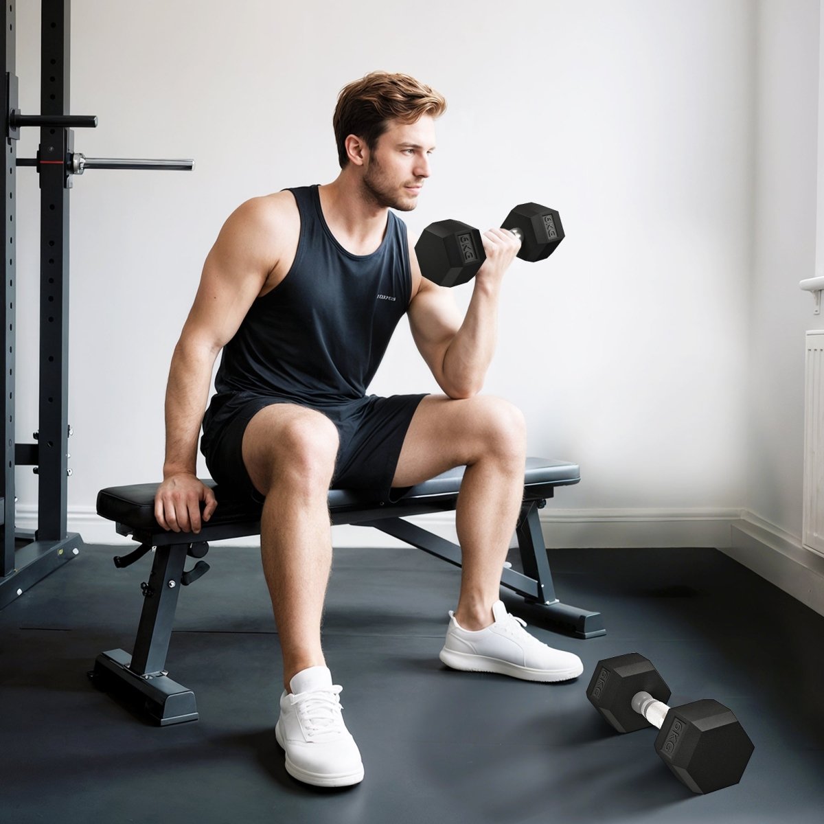Hex Rubber Dumbbells 2x6kg Set - DoubleJoy Store