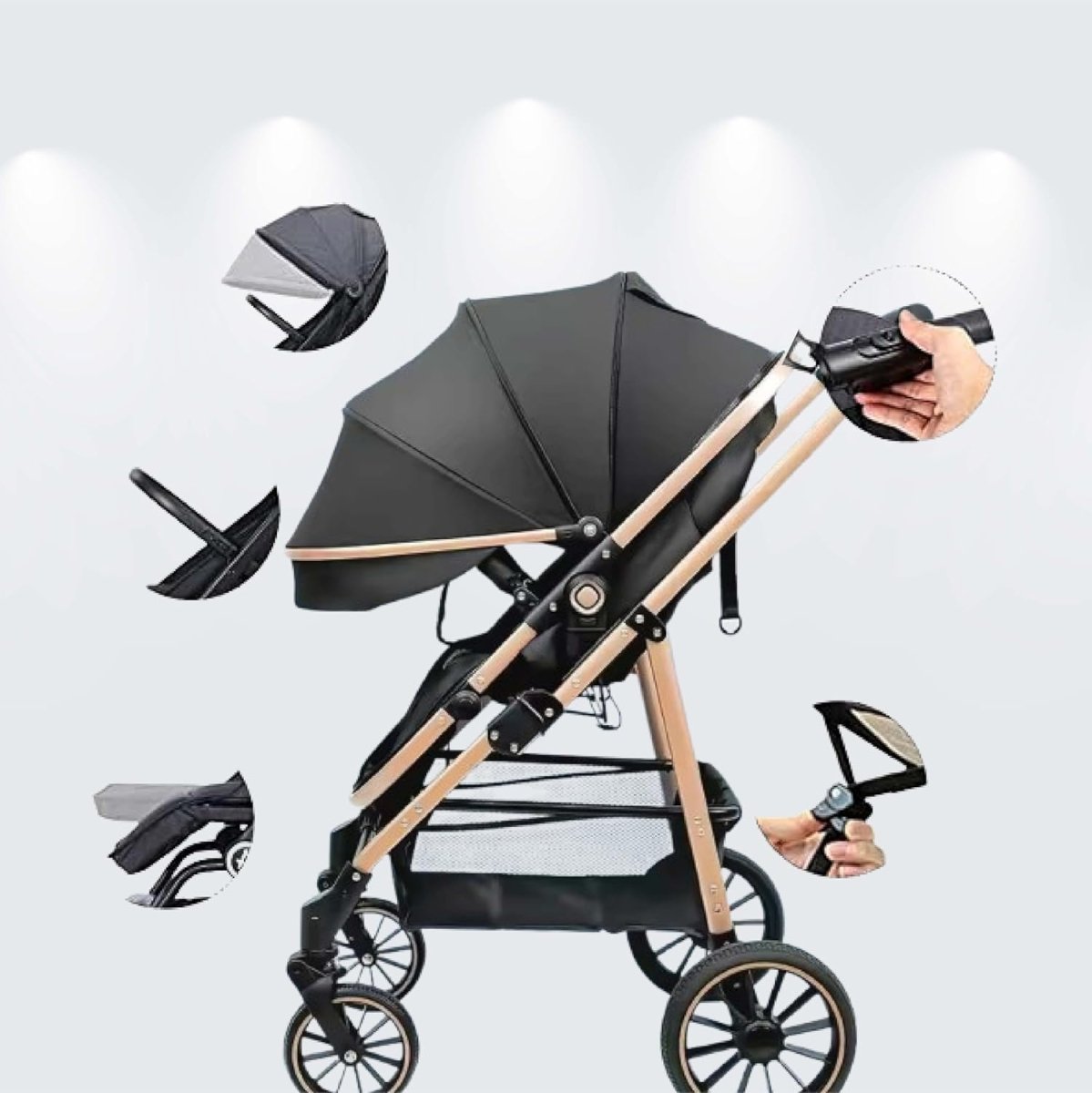 3-in-1 Baby Stroller with Bassinet - DoubleJoy Store