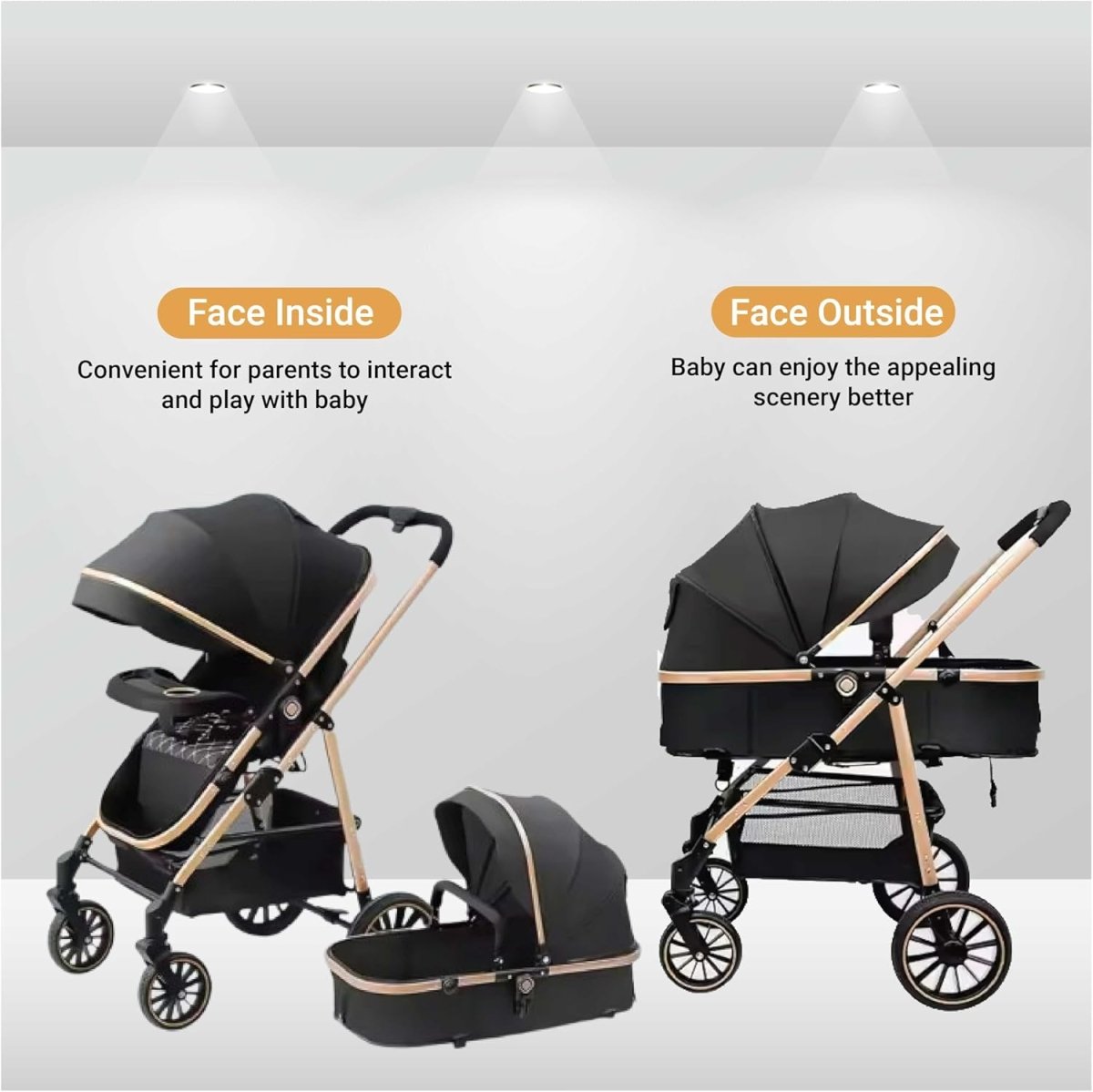 3-in-1 Baby Stroller with Bassinet - DoubleJoy Store