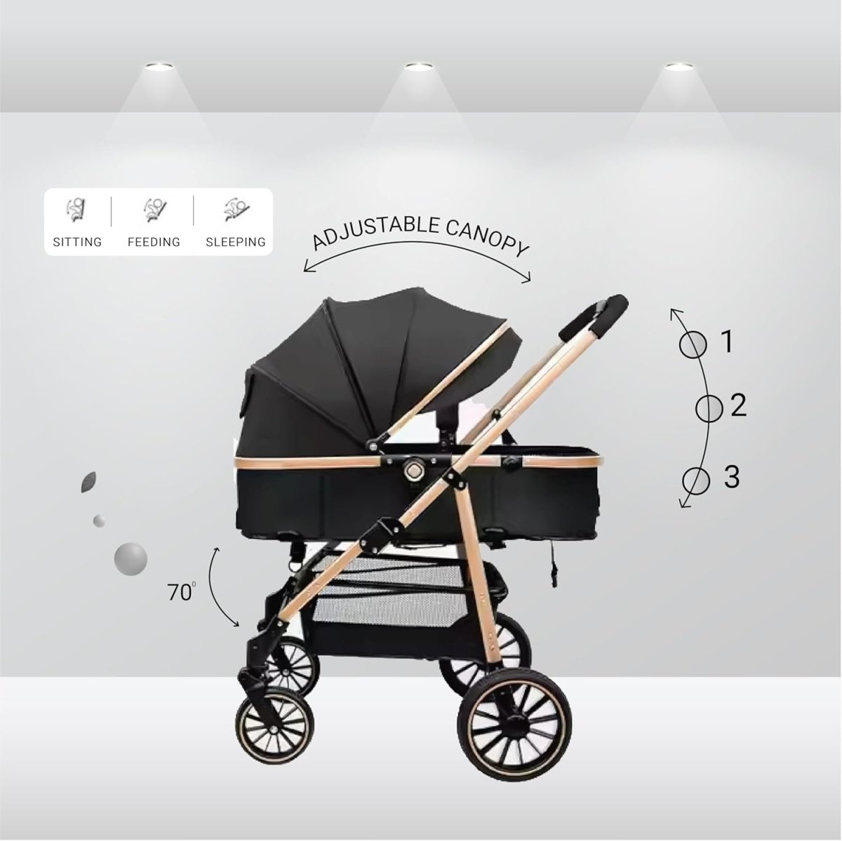 3-in-1 Baby Stroller with Bassinet - DoubleJoy Store