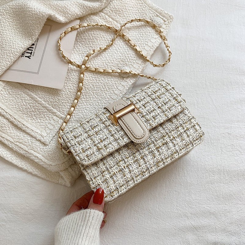 Women's Woolen Small Square Shoulder Bag – Magnetic Buckle