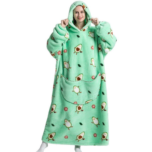 Oversized Wearable Blanket Hoodie – Fun Print, One Size