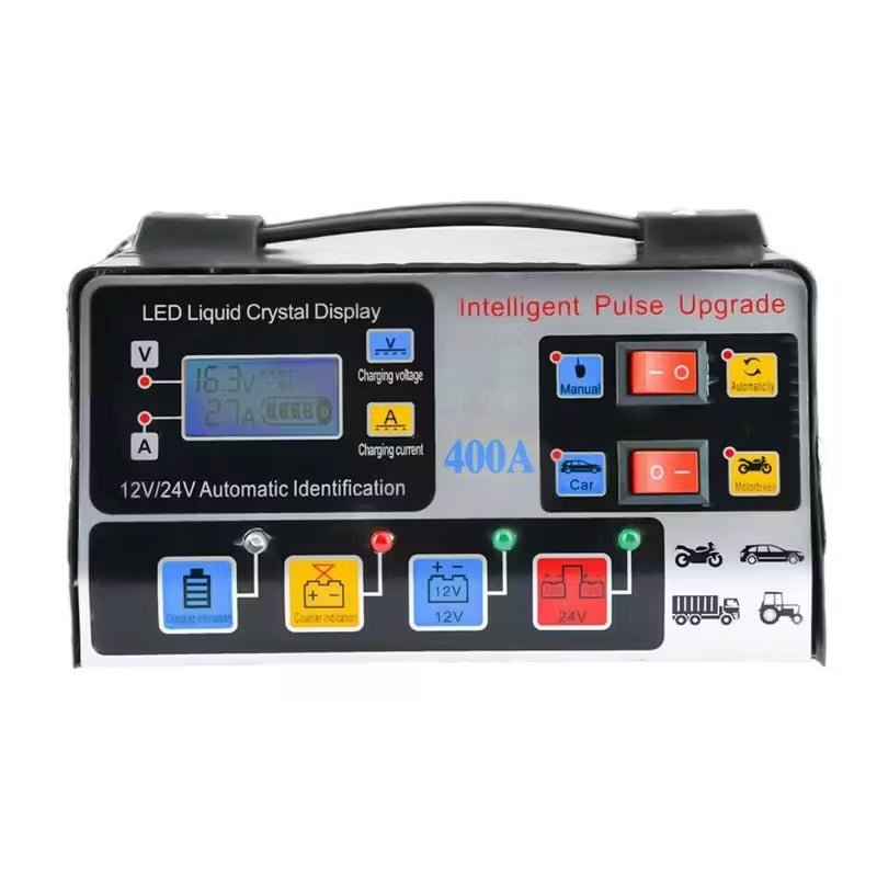 400W Heavy Duty Smart Car Battery Charger - Automatic 12V 24V Pulse Repair Trickle Charger With 6 Safety Protections - DoubleJoy Store