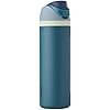 Insulated Stainless Steel Water Bottle with straw, durable and vacuum-insulated for keeping drinks hot or cold, blue design.