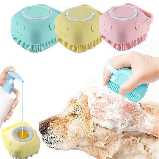 Pet Bathing Brush – Silicone Shampoo Dispenser for Dogs and Cats