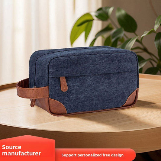 12A Washed Canvas Toiletry Bag – Retro European Style