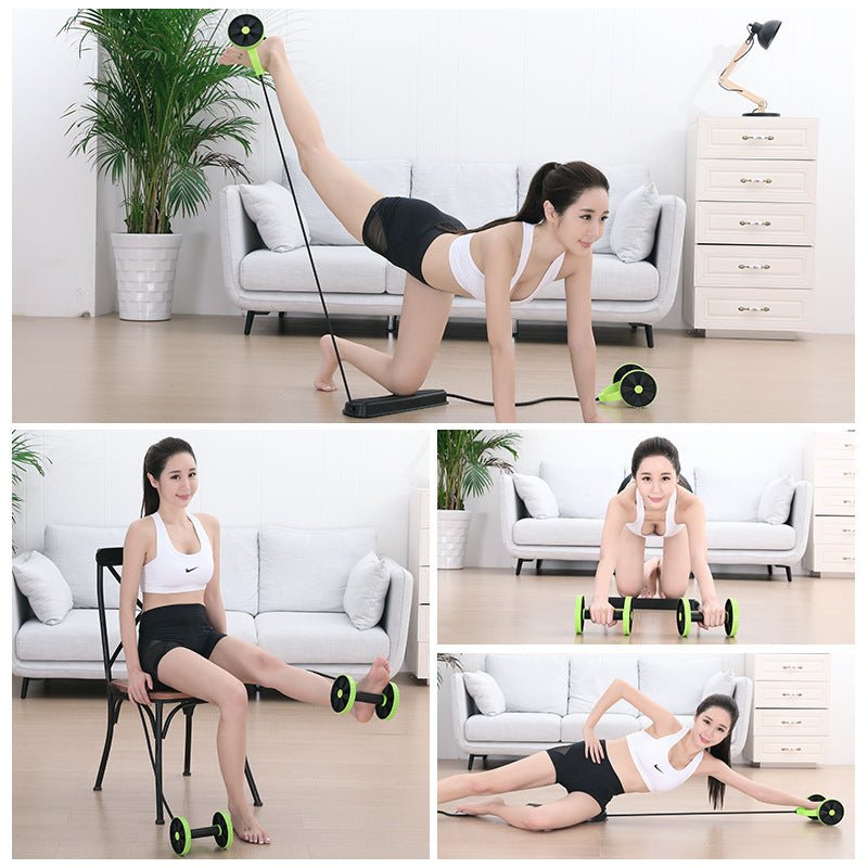 Abdominal Exercise Wheel | Portable Core Trainer with Resistance Tubes