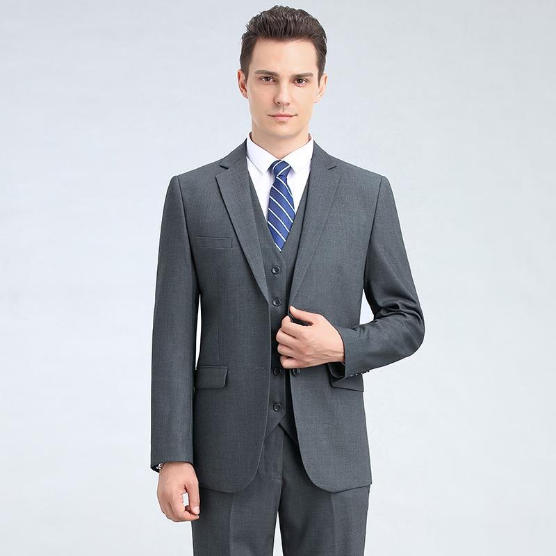 Men's Business Suit – 85% Wool, Gray, & Three - Piece Set