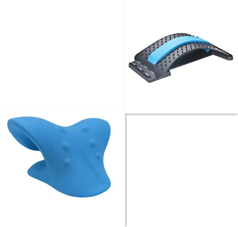 6-Roller Neck Massager in blue, dual massage balls, offers deep tissue massage for neck, shoulders, legs, and back.