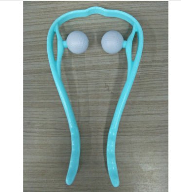 6-Roller Neck Massager with ergonomic swan design in blue, featuring dual massage balls for deep tissue muscle relief.