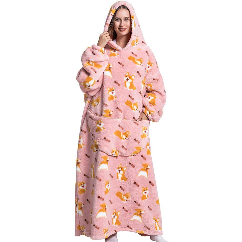 Oversized Wearable Blanket Hoodie – Fun Print, One Size