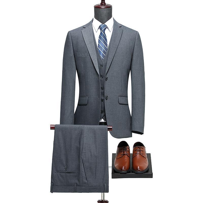 Men's Business Suit – 85% Wool, Gray, & Three - Piece Set