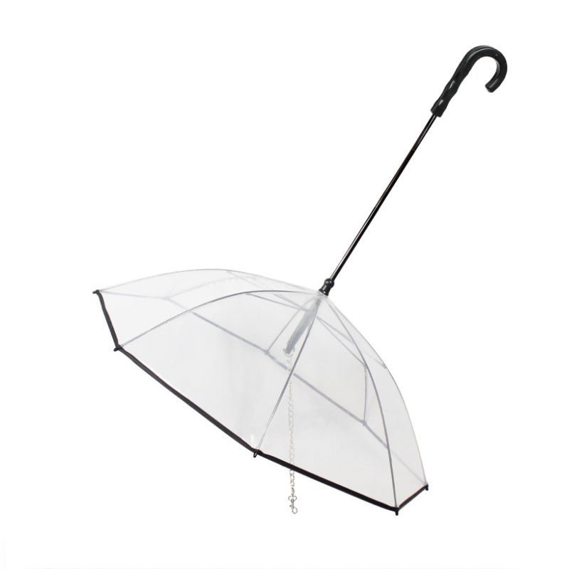 Transparent Pet Umbrella with Leash – Waterproof PVC Dog Rain Gear