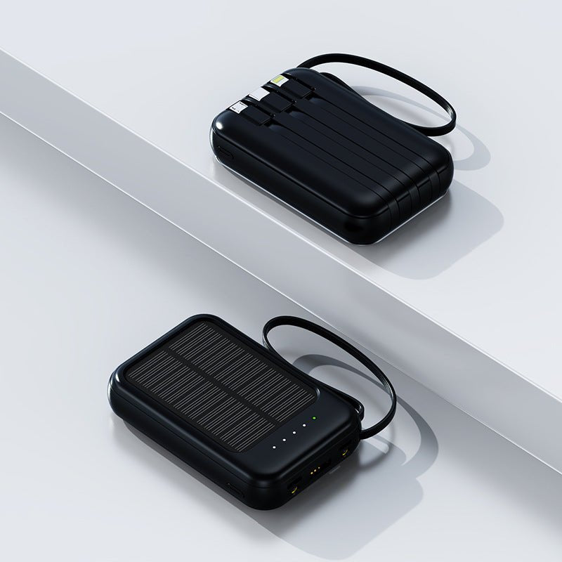 Solar Power Bank - 20000mAh Portable Charger with Integrated Cables