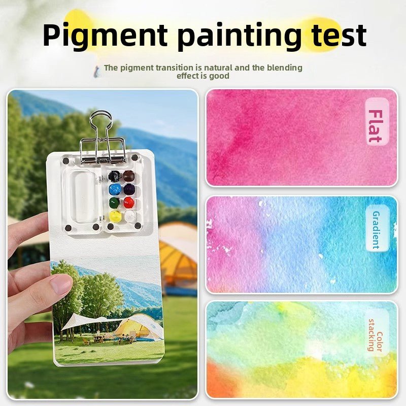 Portable Mini Watercolor Paint Set | Walnut Wood Travel Sketch Kit