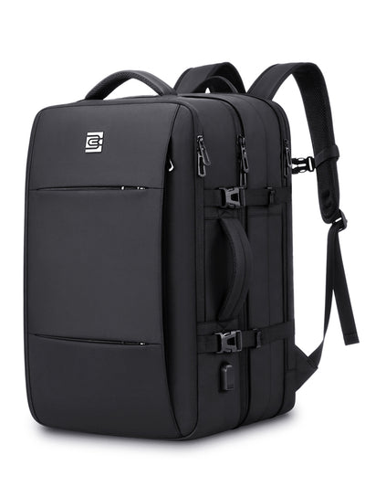 Square-shaped travel backpack for men, double-shoulder bag