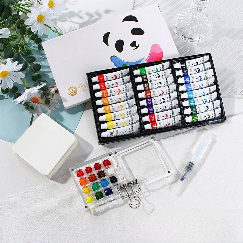 Portable Mini Watercolor Paint Set | Walnut Wood Travel Sketch Kit