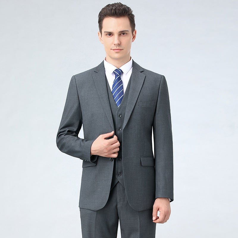 Men's Business Suit – 85% Wool, Gray, & Three - Piece Set