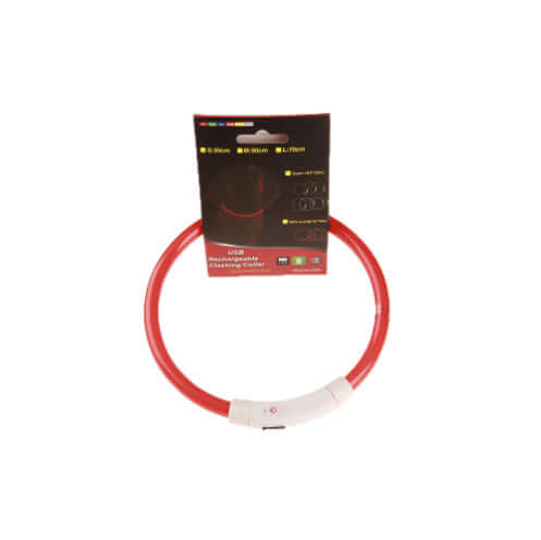 USB LED Dog Collar – Rechargeable Light - Up Safety Necklace